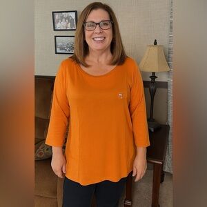 Splash Orange Long Sleeve Blouse 3X